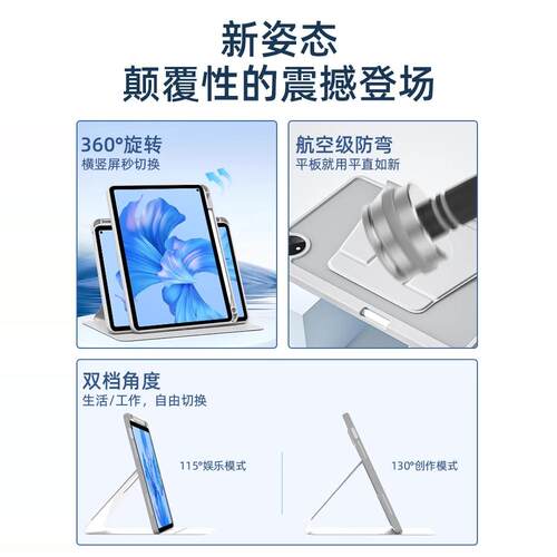 适用vivopadAir平板保护套11.5寸720旋转笔槽iqoopad2pro保护壳13寸硬底防弯11oppopad皮套11.4寸一加12.1寸 - 图1