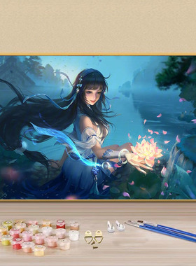 王者荣耀女英雄西施手绘填色画画