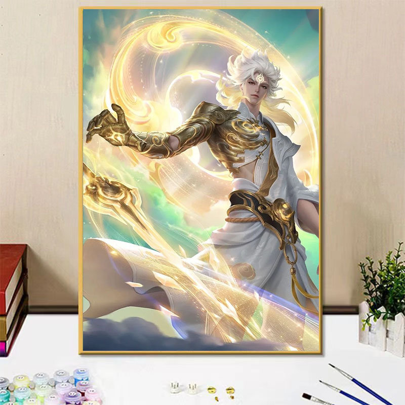 王者荣耀李白凤求凰diy数字油画手绘填色涂鸦画画卧室床头装饰画