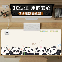 Cute Panda Heating Mouse Pad Oversized Office Station Tabletop Winter Fever Heating Table Mat Children Learn Writing Desk Mat Warm Hand Waterproof Computer Keyboard Mat Thermostatic Electric Hot Plate Desk Mat