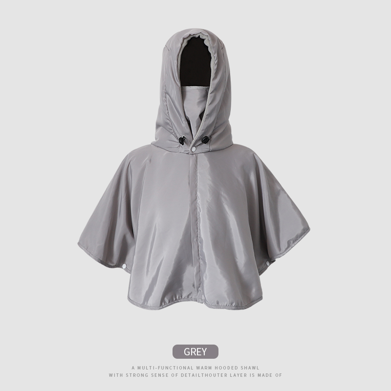 骑电动车保暖防雨水面罩连帽子一体披肩女冬天户外防寒防风短外套 - 图3