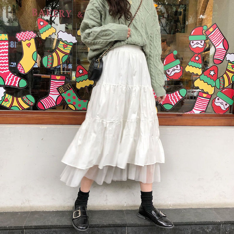 白色百褶中长款2020年夏季半身裙 艾熏格半身裙