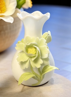 陶瓷手捏花朵艺术摆件创意家居装饰品陶瓷花荷花手工桌面装饰品