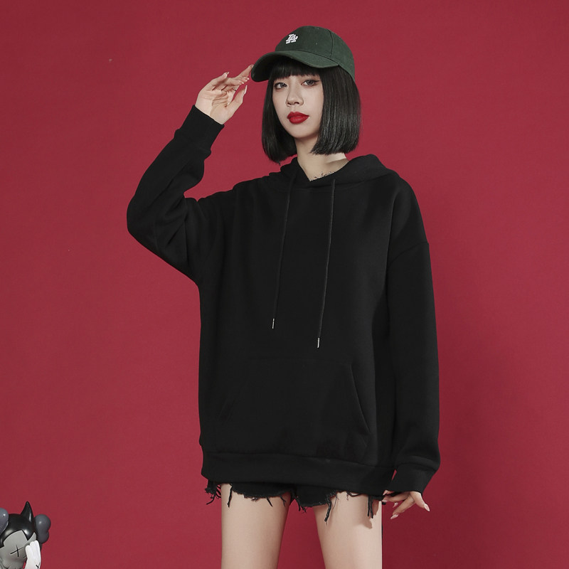 克莱因蓝连帽加绒秋冬新款宽松卫衣 solothink服饰卫衣/绒衫