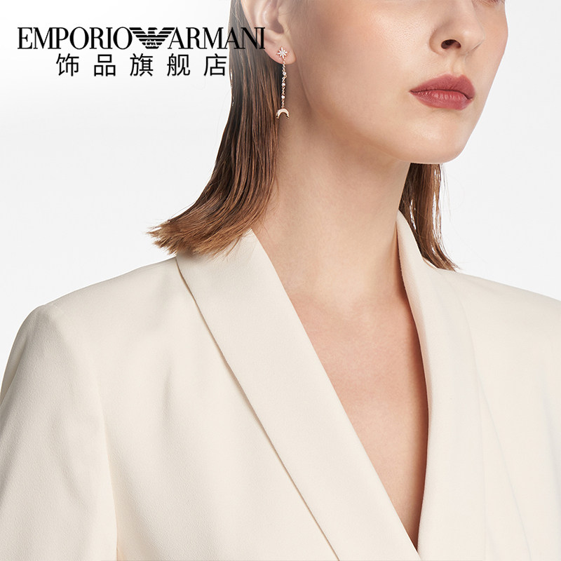 armani阿玛尼虎年银饰女【星月耳钉】 emporioarmani饰品耳环