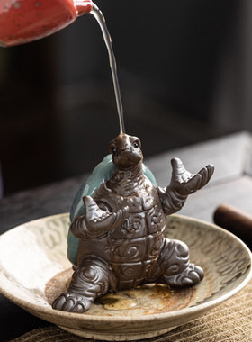 创意乌龟陶瓷动物笔搁置笔托架文房四宝茶桌桌面个性长寿龟摆件