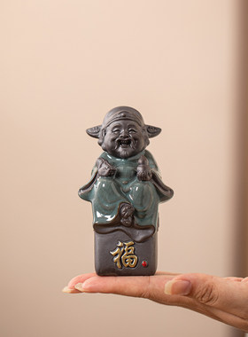 中式陶瓷福禄寿三星小摆件客厅玄关博古架财神爷寿星福星神像摆设