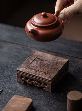 鸡翅木六角形展示架托 托架实木木质佛像工艺礼品摆饰长方形正方