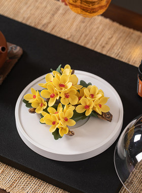 非遗陶瓷手工捏花瓷花牡丹花桂花百合向日葵汽车载香薰扩香器摆件