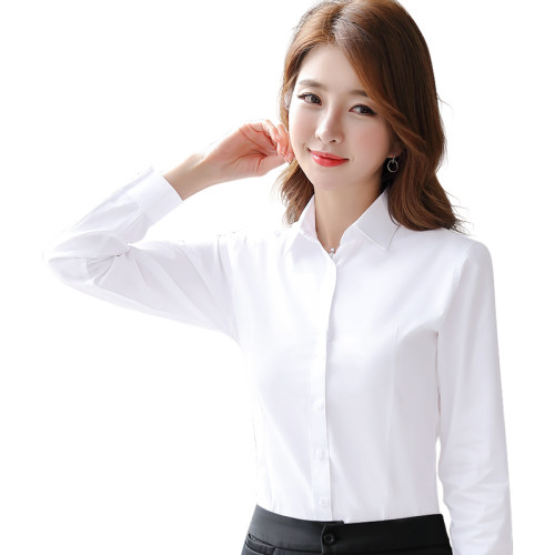 白衬衫女全棉免烫长袖职业正装工作服工装衬衣韩版寸衫修身套装 - 图3