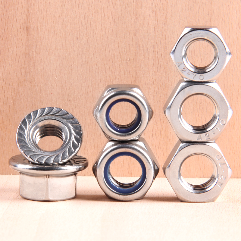 304不锈钢六角锁紧螺母尼龙防松螺母法兰螺母大全M4M6M8M10M12mm - 图2