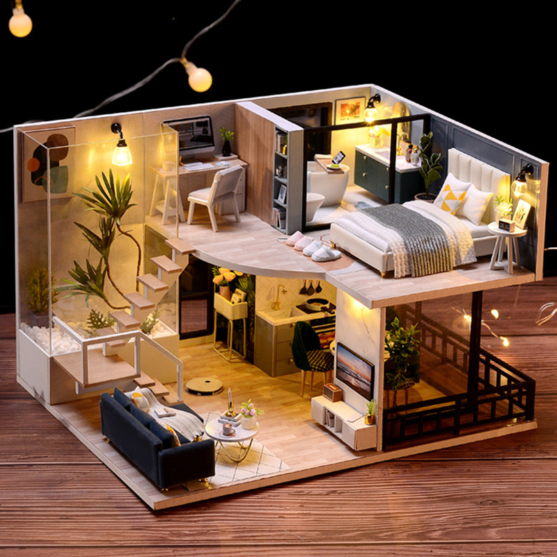 diy小屋阁楼别墅手工制作拼装玩具 金屋创意建筑/DIY小屋/拼装模型