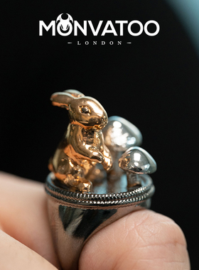 MONVATOO官方原创蘑菇野兔戒指