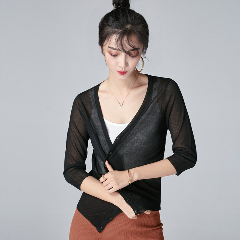 冰丝针织衫女夏季2020新款短款开衫 孜莹毛针织衫