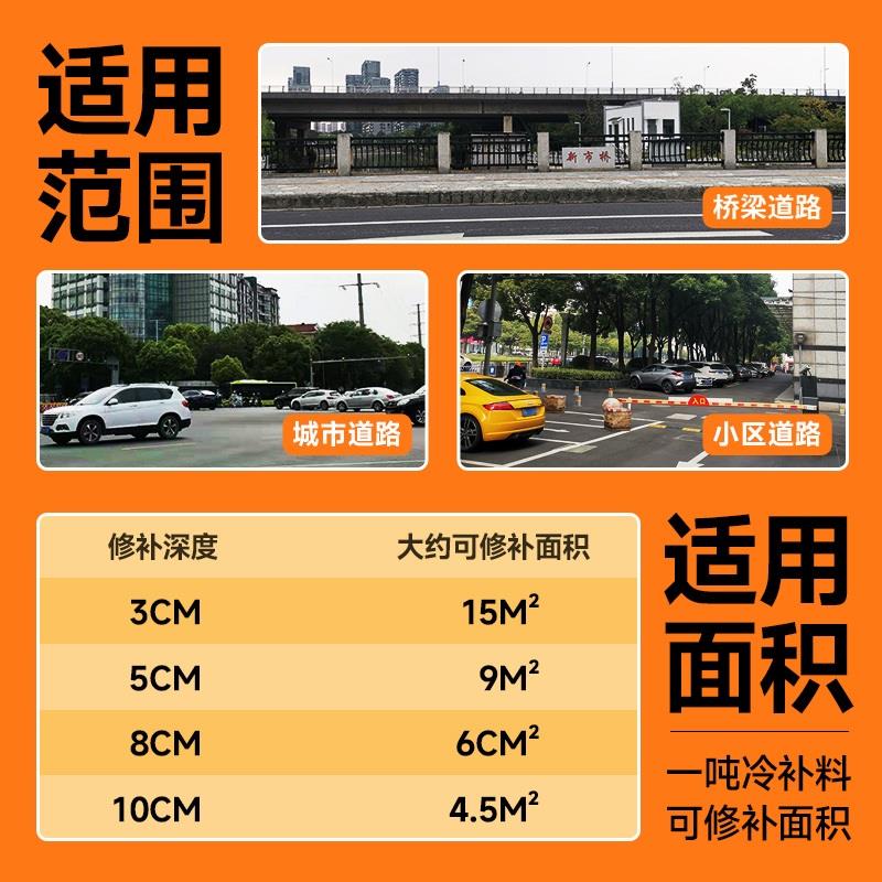 沥青路面修补高强度冷补料柏油道路面坑洼裂缝补洞快速修复混合料 - 图2