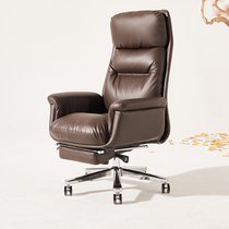 Real Leather Boss Chair Office High-end Business Light Extravagant Office Chair New Chinese Luxury Large Class Chair Can Lie Home