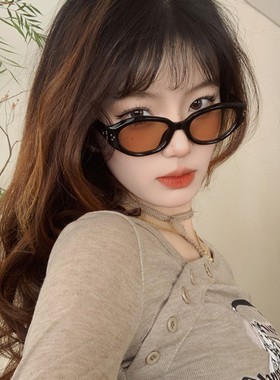 2024超火新款猫眼墨镜女高级感防紫外线偏光方圆脸显瘦太阳眼镜黑