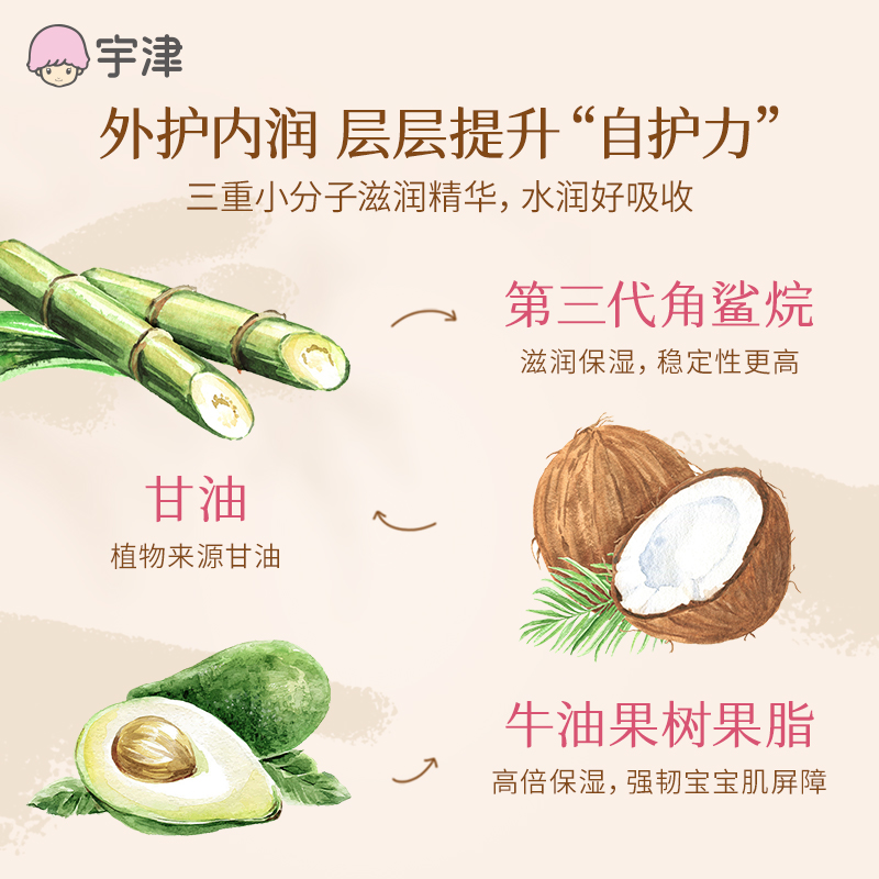 宇津桃叶乳春夏婴童保湿润肤乳宝宝护肤身体乳滋润肌肤