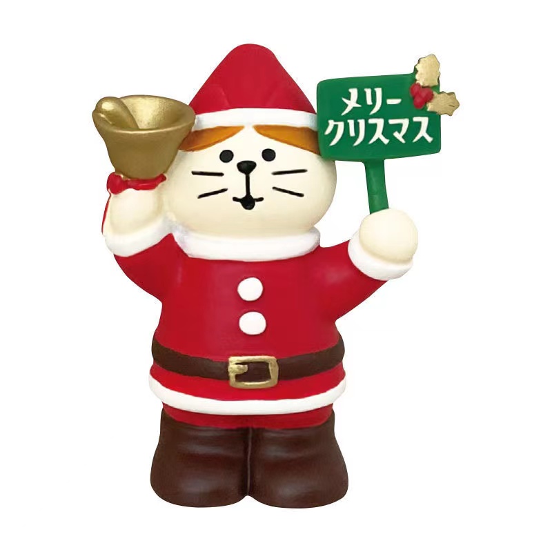日式治愈圣诞猫咪圣诞老人咖啡书店蛋糕奶茶店店圣诞节食玩小配饰 - 图3