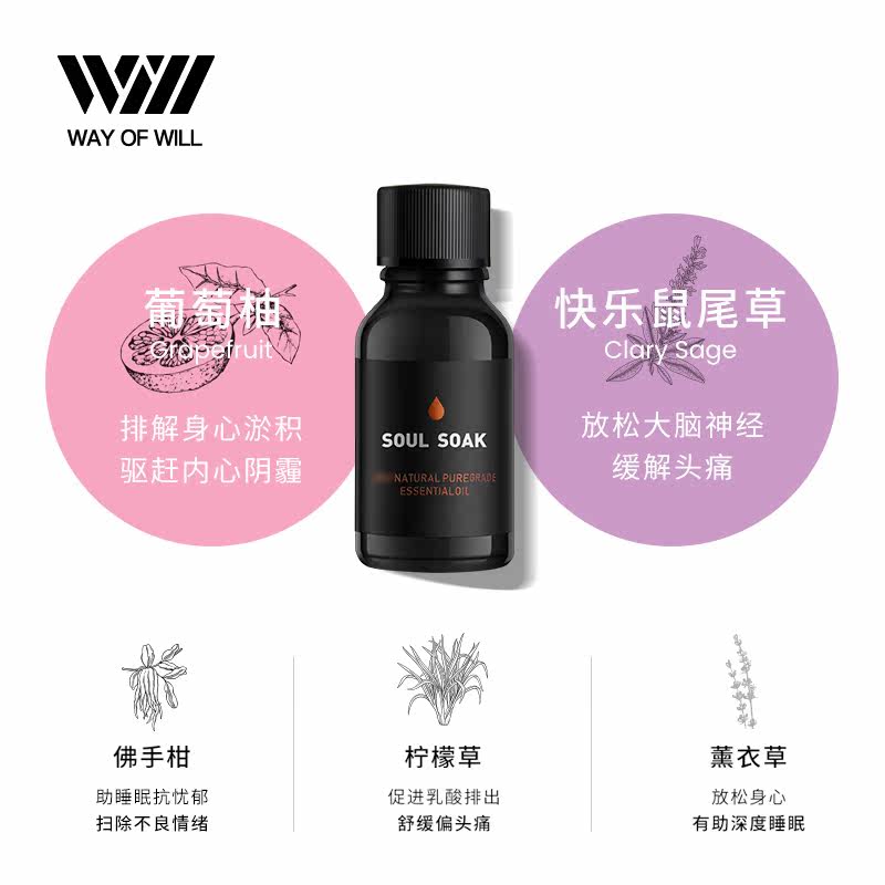 wow净化心灵沐浴盐礼盒舒压精油 WAYOFWILL海外浴盐