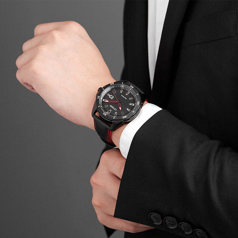 Citizen西铁城手表男光动能镂空表针夜光休闲皮带表AW1588-57E - 图1