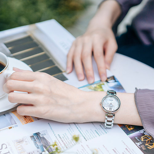 citizen西铁城光动能气质休闲钢带时尚贝母气质女表EM0530-81D - 图1