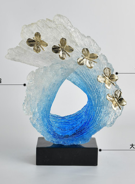 透明树脂海浪装饰品摆件