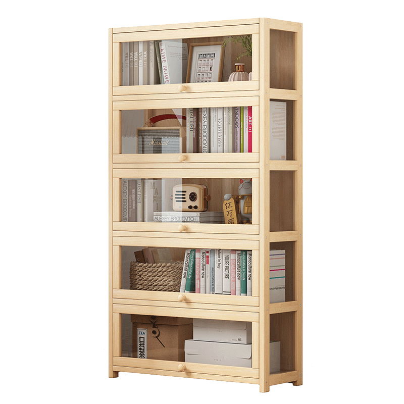 实木松木展示柜亚克力防尘家用客厅透明书架落地置物架办公室书柜,淘宝优惠券,粉丝福利购,淘宝优惠卷