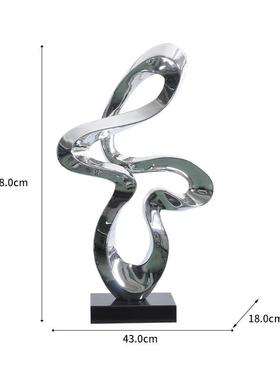 彩带雕塑摆件样板房客厅玄关电视柜旁落地展示架酒店轻奢工艺品