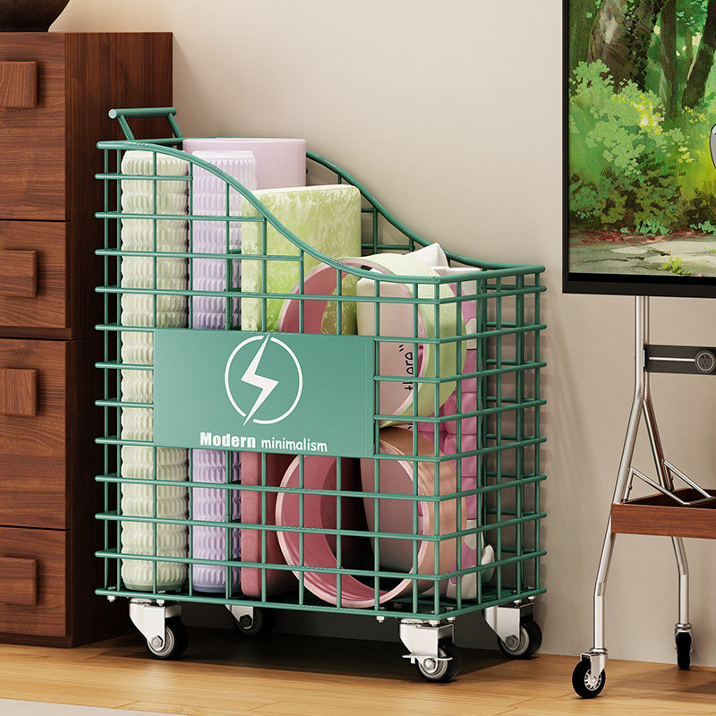 瑜伽垫收纳筐泡沫轴家用运动健身器材收纳小推车多功能移动置物架,淘宝优惠券,粉丝福利购,淘宝优惠卷