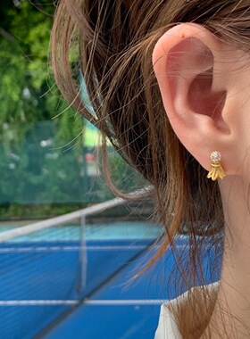 超精致!小巧羽毛球拍不规则耳钉mini可爱小众设计创意时尚耳饰女