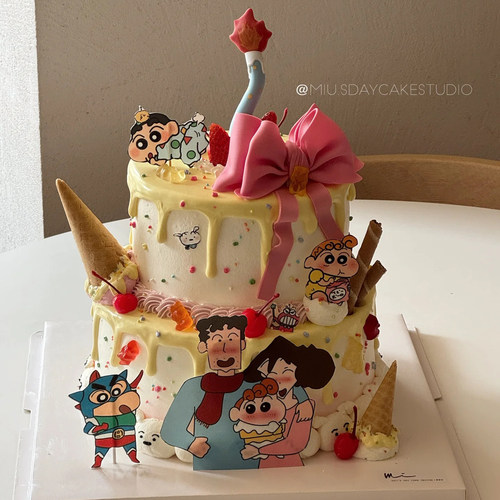 蜡笔小新一家人蛋糕装饰摆件卡通动漫爸爸妈妈生日甜品烘焙插件 - 图2