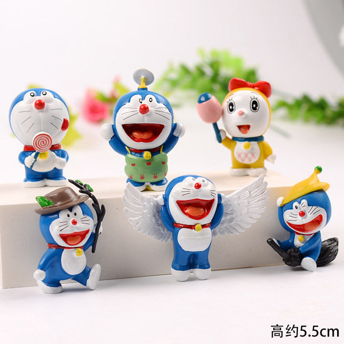 云上大雄叮当猫机器猫蛋糕装饰公仔玩具摆件睡觉蓝胖子烘焙插件
