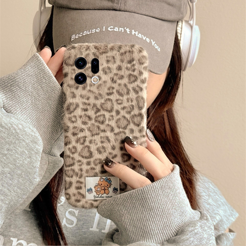 豹纹凯蒂猫贴纸适用oppofindx9plus手机壳fondx8卡通x50pro可爱k12x秋冬季x7毛绒x6por软ultra/x5/x3/realme - 图0