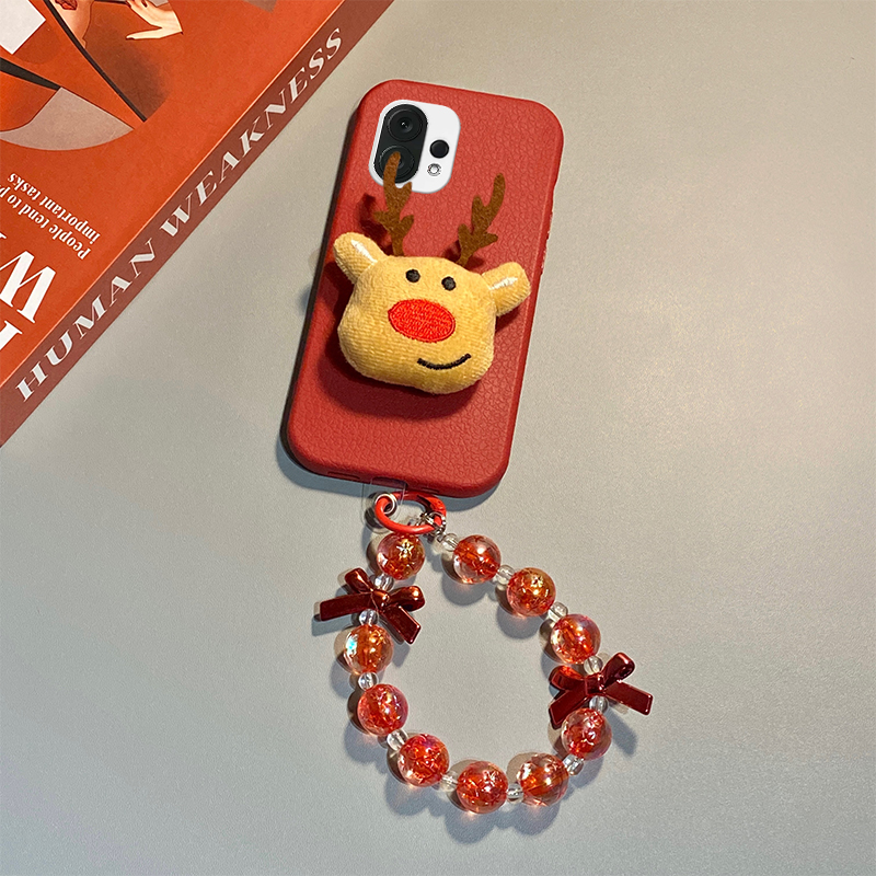 红色圣诞麋鹿适用vivos30promini手机壳s20立体s19挂链s18e可爱s17皮纹s16仿皮s15毛绒s12卡通s10por/s9e/s7t - 图3