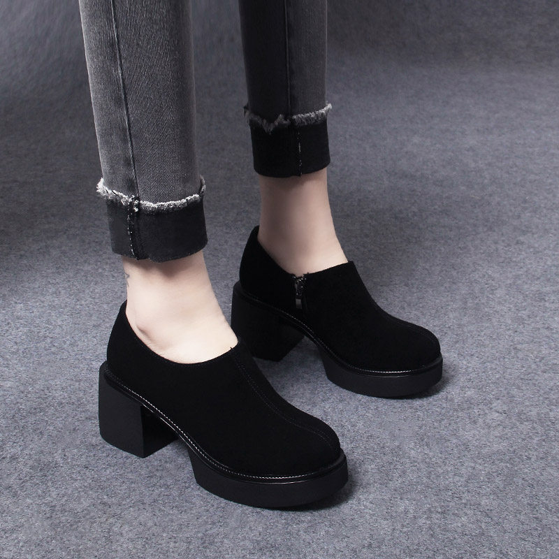 厚底鞋2025新款秋季女鞋春秋款单鞋高跟鞋粗跟皮鞋超软羊皮乐福鞋,淘宝优惠券,粉丝福利购,淘宝优惠卷