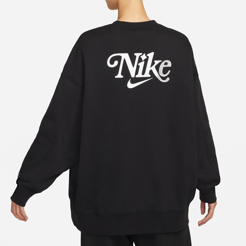 Nike耐克卫衣女款2023春季新款印花休闲加绒保暖套头衫FB1918-010