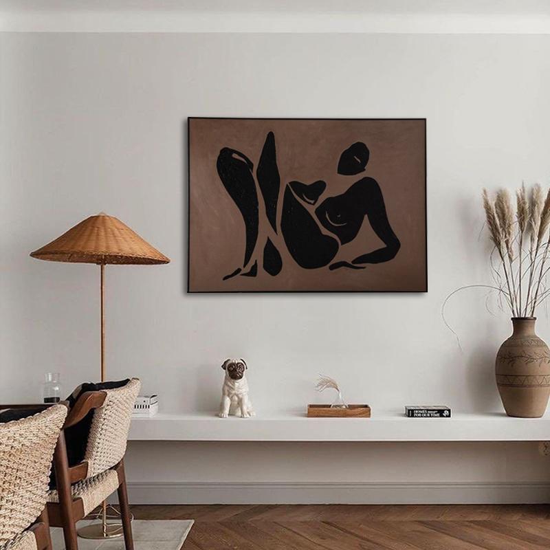 E painting手绘油画 |＜守候＞北欧现代极简诧寂日式油画客厅装饰