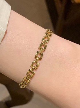 金色表带单编素链女经典时尚百搭