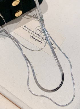 三层蛇骨链钛钢项链女叠戴感