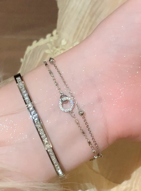 银色几何双层百搭手链女简约气质