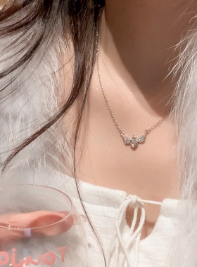 铜镀银项链女爱心天使项链锁骨链