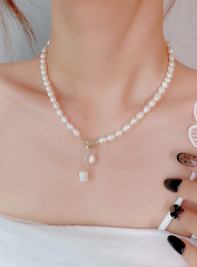铃兰花朵珍珠项链女高级感锁骨链