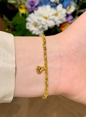 金色爆闪蹦迪珠铃铛手链女轻奢感