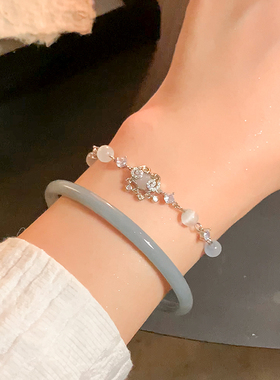 清冷感烟灰手镯手链女新中式