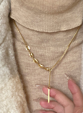 幸运签小金条项链女轻奢百搭