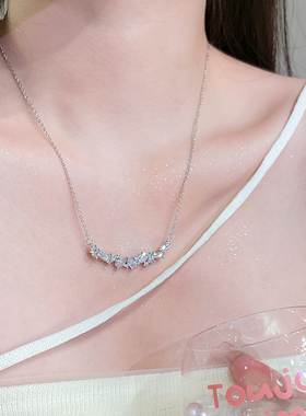 铜镀银紫藤花项链女温柔风