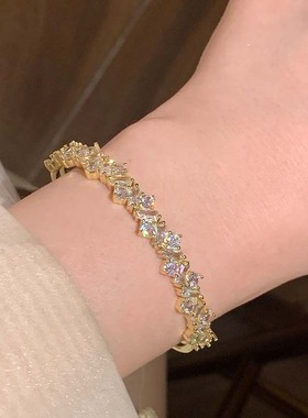 超闪不规则满钻开口手镯女千金感