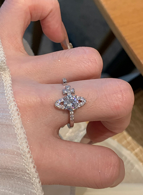 土星星球闪钻戒指女精致时尚感