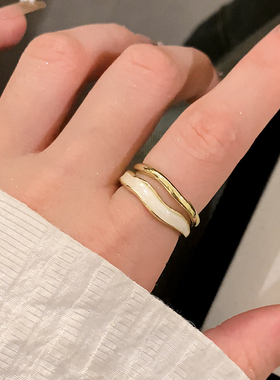 金色滴釉波浪戒指女轻奢高级感
